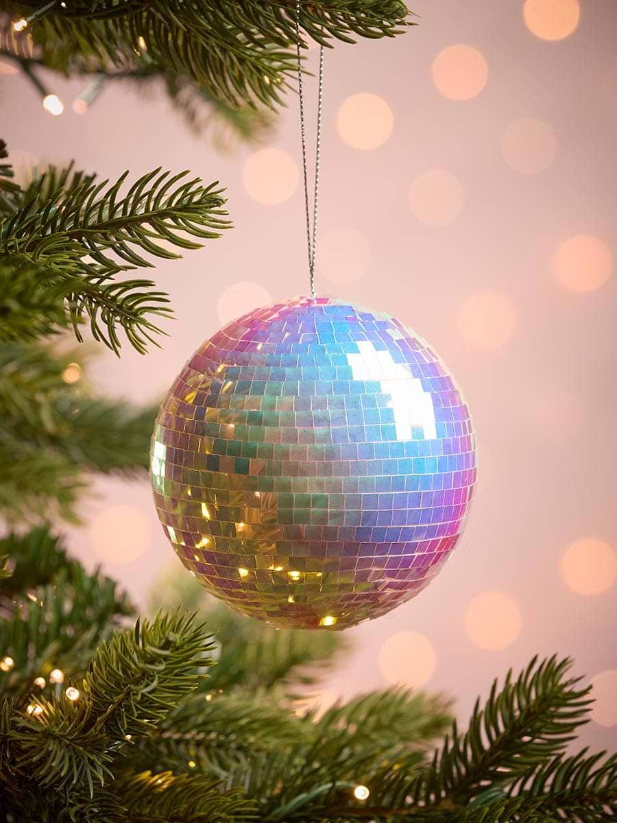 Three Shatterproof Iridescent Disco Ball Baubles -  Small
