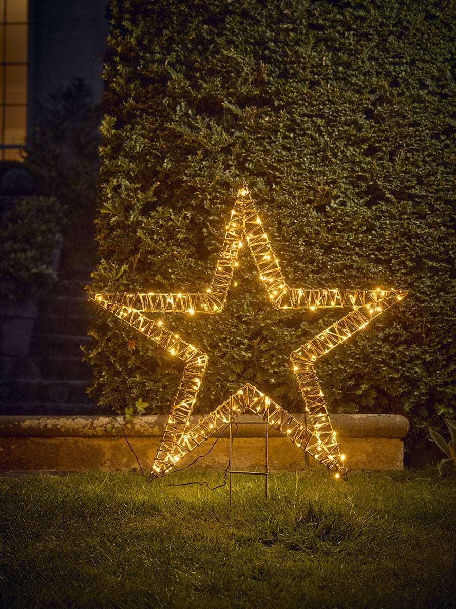 Faux Wicker Star Stake Light - Large