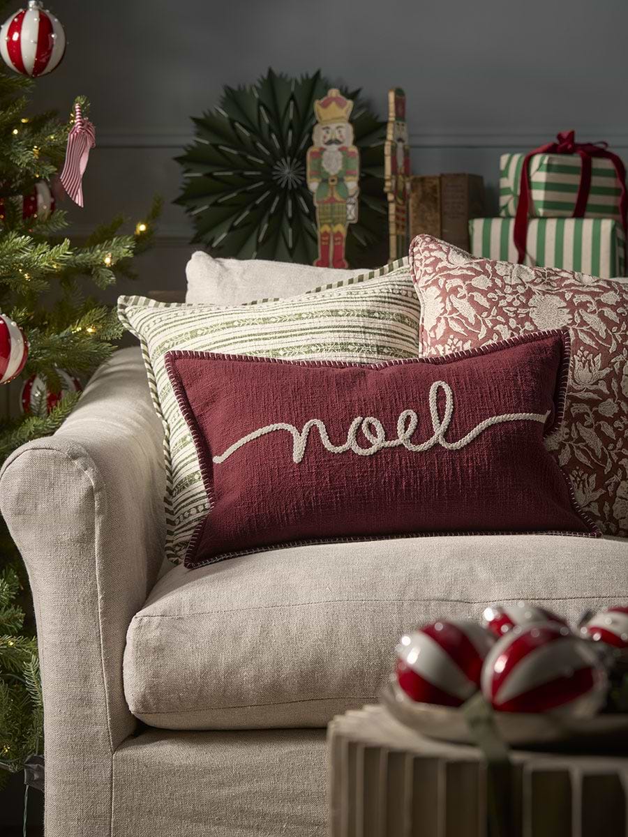 Embroidered Noel Cushion