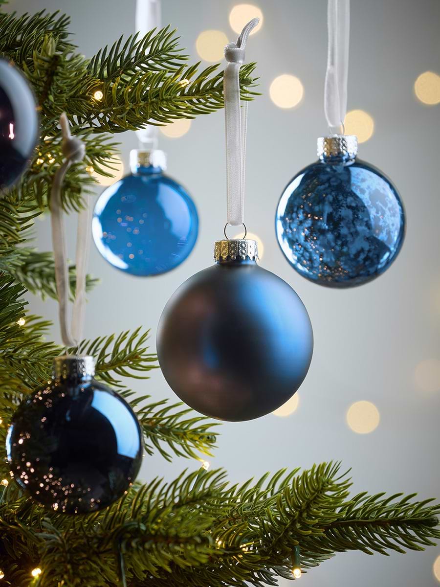 Glass Bauble Selection - Midnight Blue