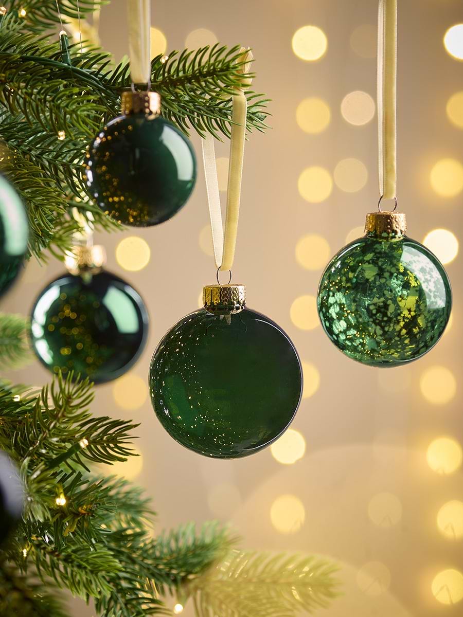 Glass Bauble Selection- Dark Green