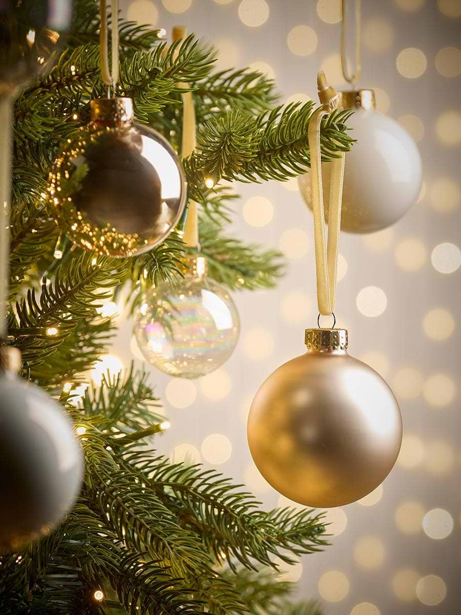 Glass Bauble Selection - Gold/Cream Mix