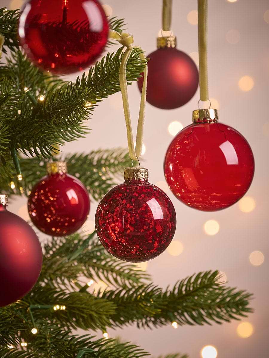 Glass Bauble Selection - Jolly Red