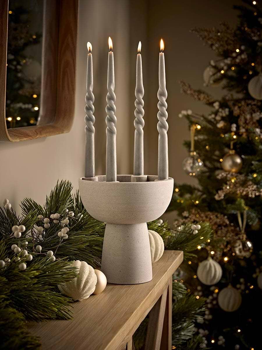 Tall Stone Look Candle Holder