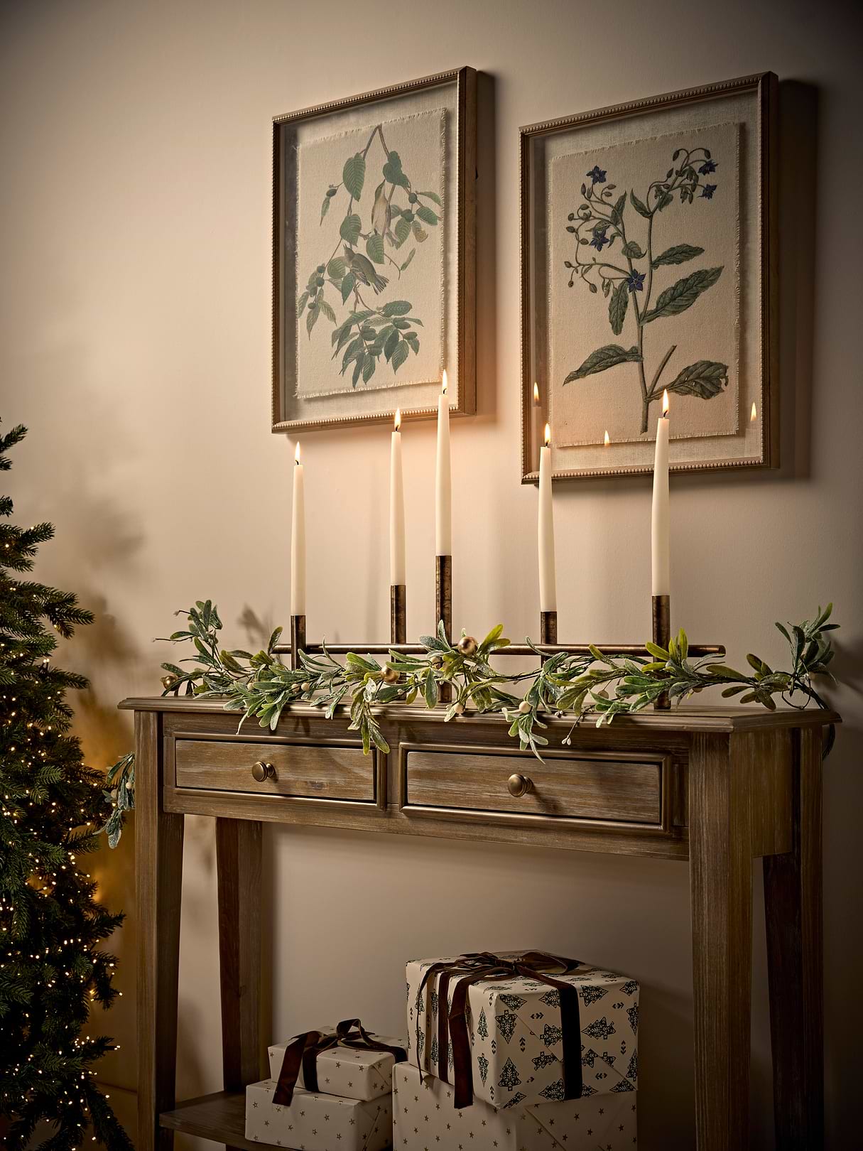 Antique Brass Five Stick Candle Holder