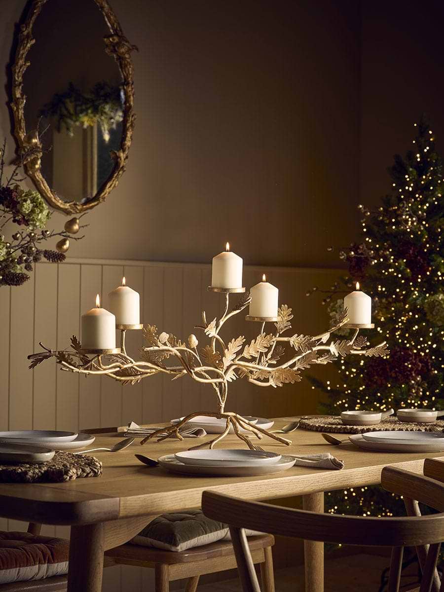 Winter Leaf Branch Candle Holder