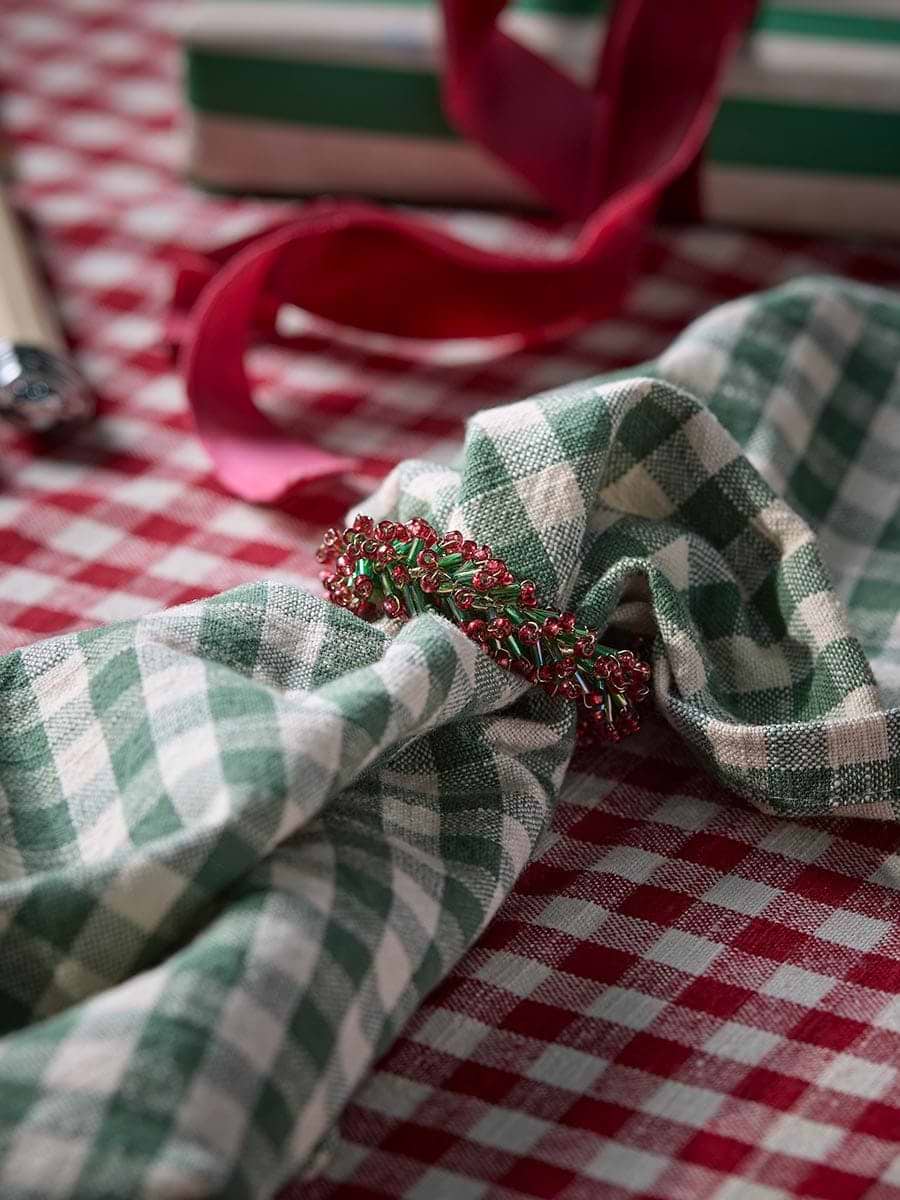 Four Beaded Wreath Napkin Rings
