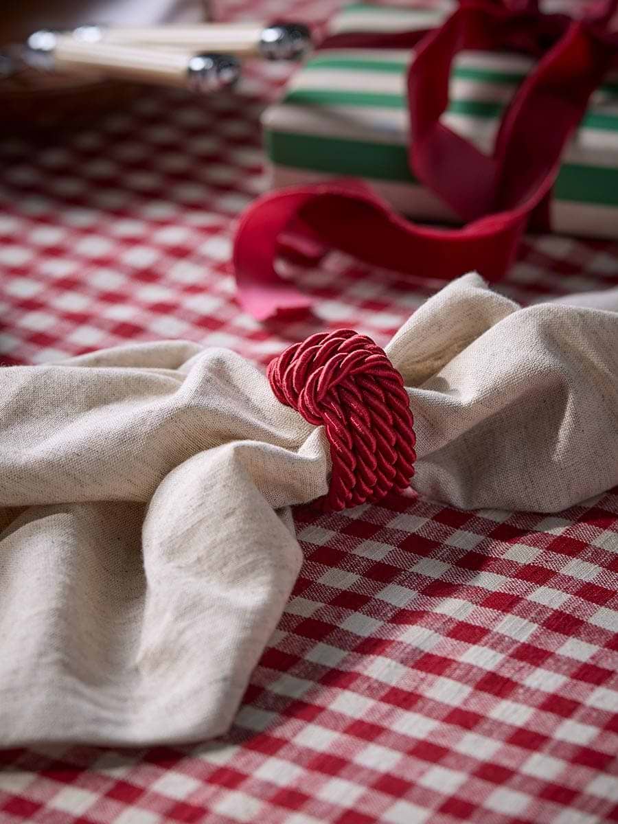 Four Rope Napkin Rings - Red