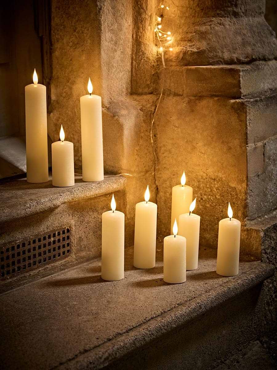 Nine Slim Pillar Faux Candles
