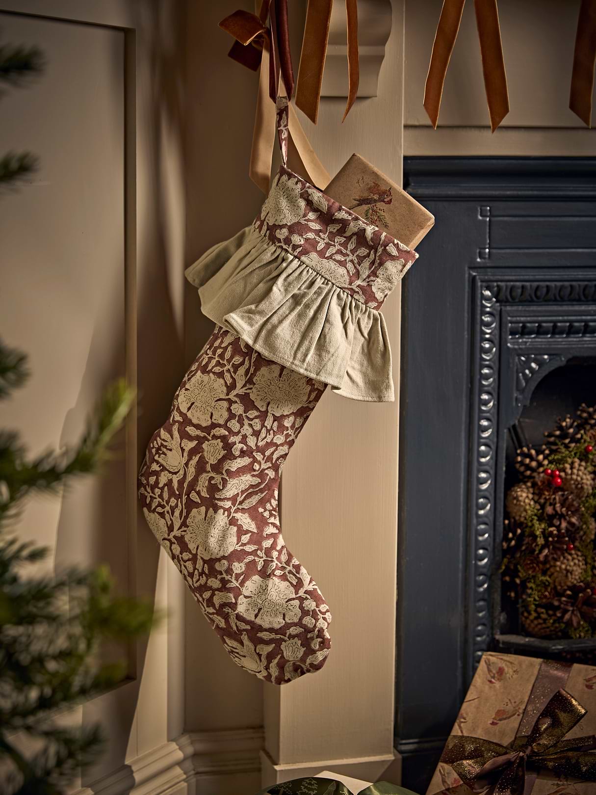 Block Print Ruffle Stocking