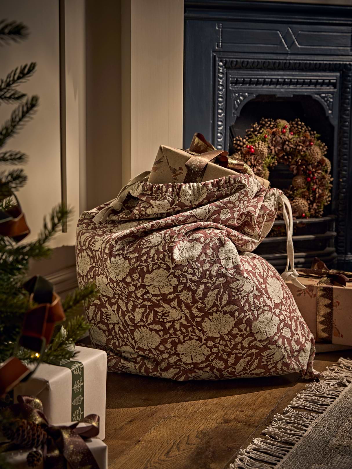 Block Print Christmas Sack