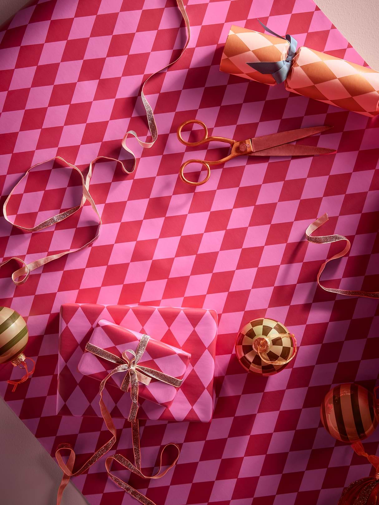 Red & Pink Harlequin Wrapping Paper - 5m