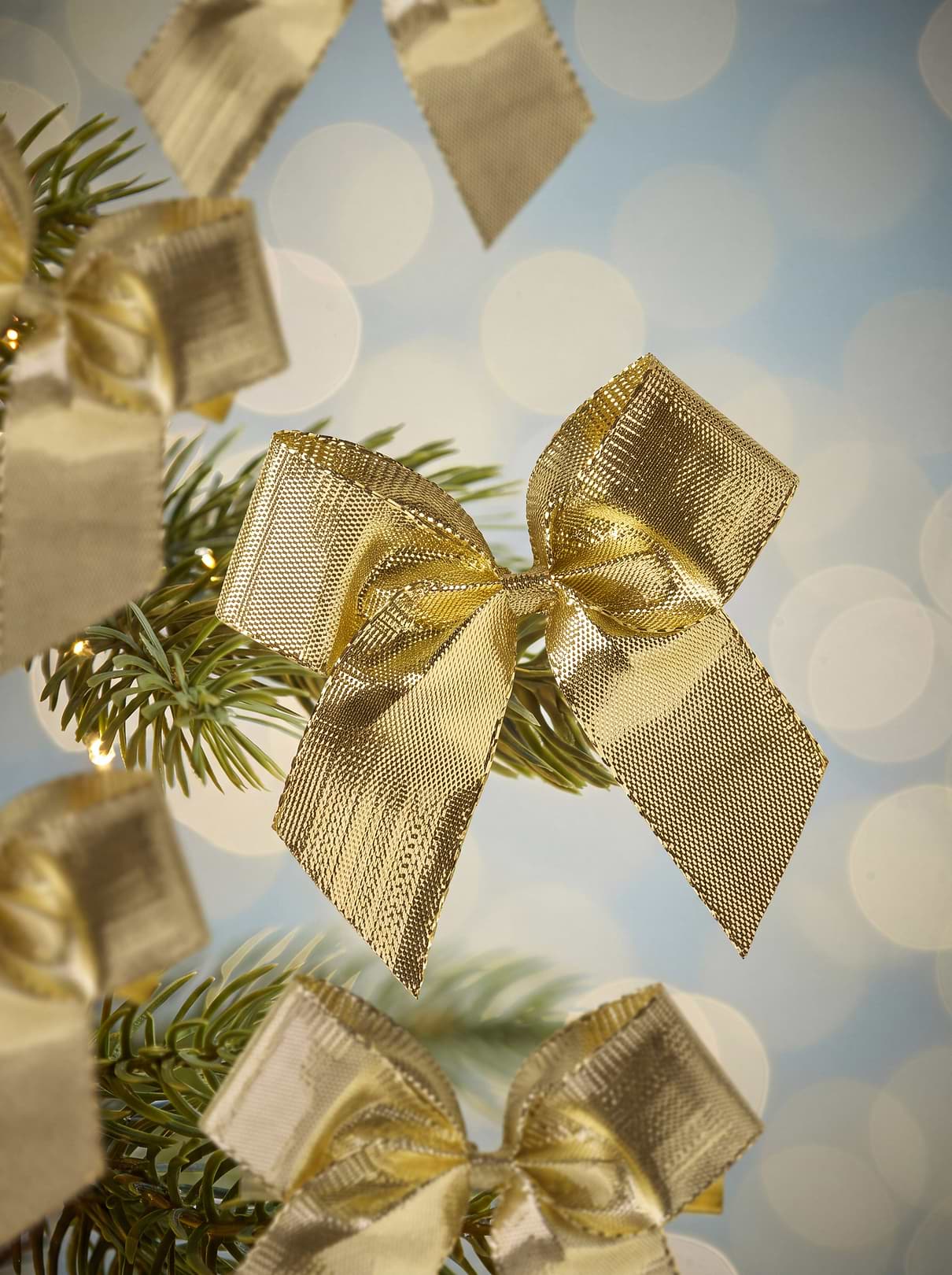 Fifty Metallic Tree Bows - Gold