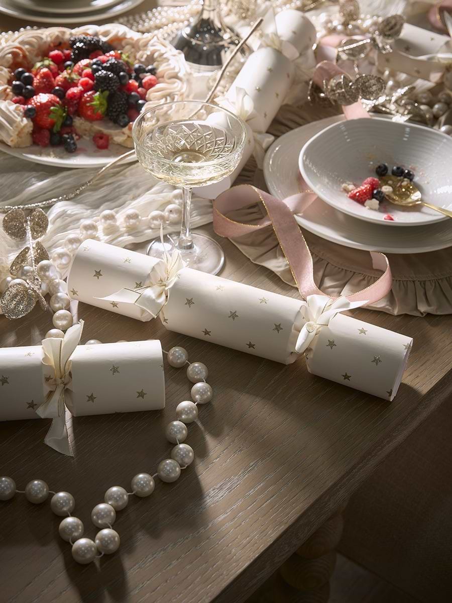 Six Luxury Handmade Crackers - Glittered Stars