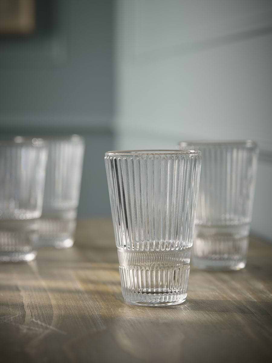 Four Ridged High Ball Glasses