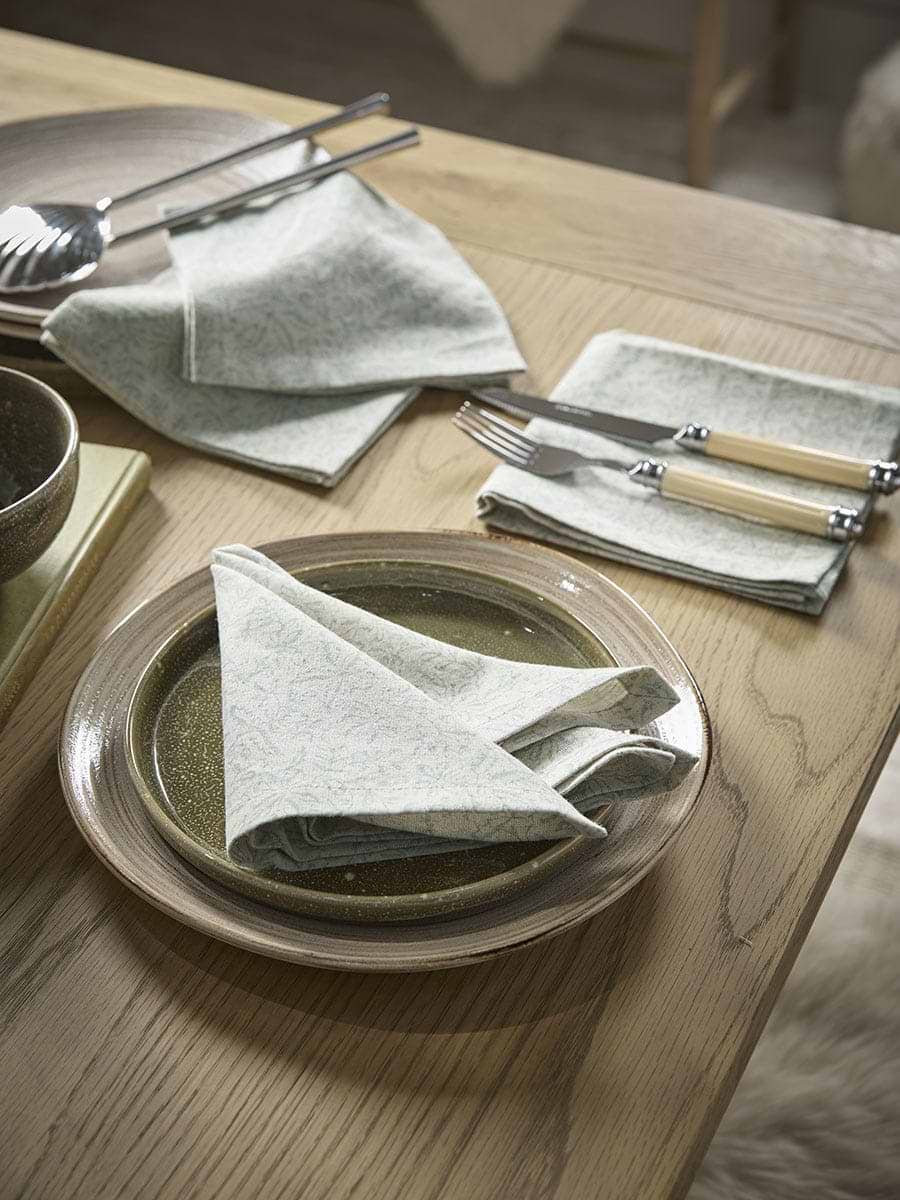 Four Indira Hand Block Printed Napkins - Dusky Sage