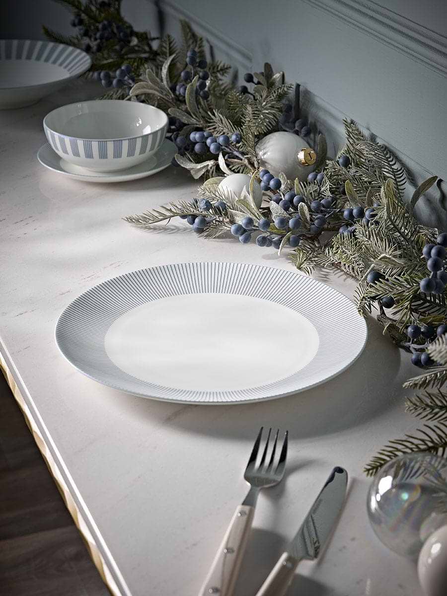 Striped Bone China Dinner Plate
