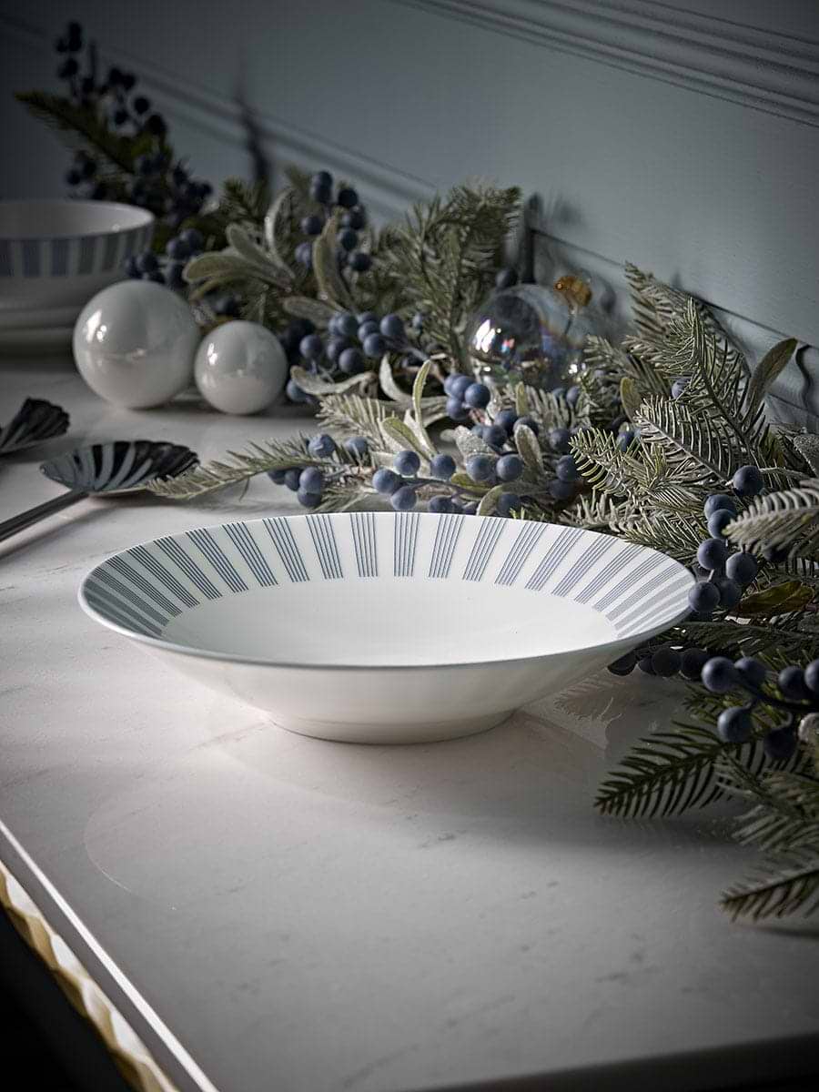 Striped Bone China Pasta Bowl