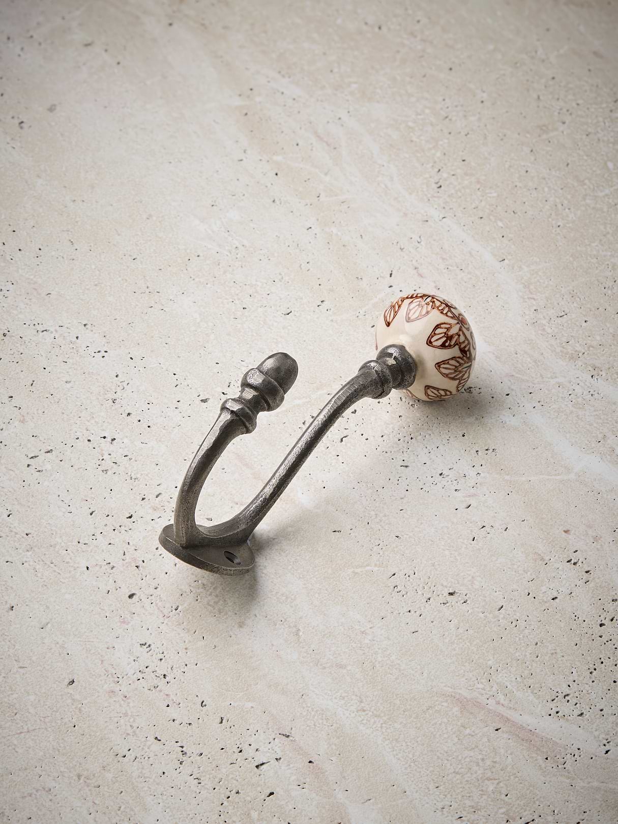 Painted Ceramic Double Coat Hook