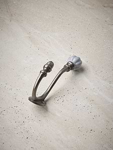 Ceramic Double Coat Hook - Grey