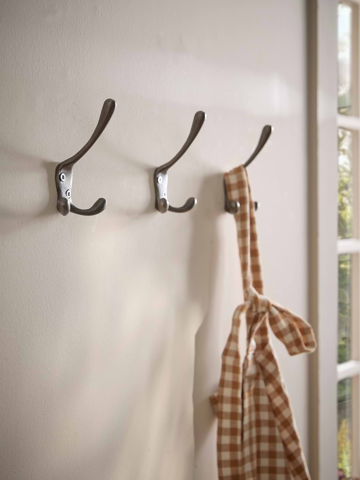 Set of Three Triple Coat Hooks - Cast Iron