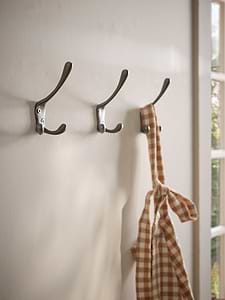 Set of Three Triple Coat Hooks - Cast Iron