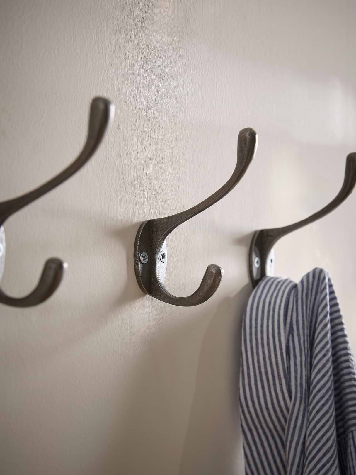 Set of Three Double Coat Hooks -Cast Iron