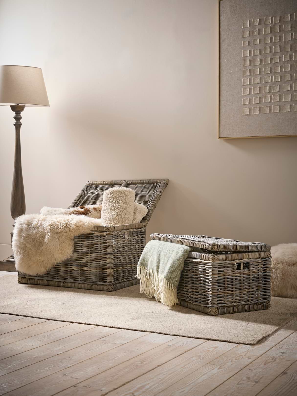 Two Rattan Storage Chests