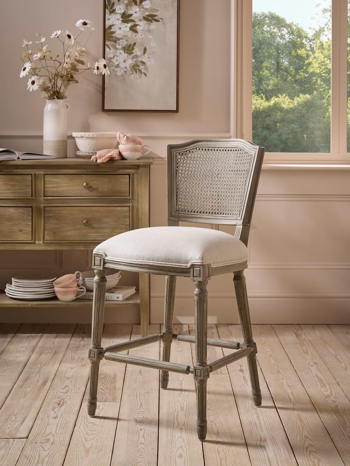 Wicker Back Counter Stool