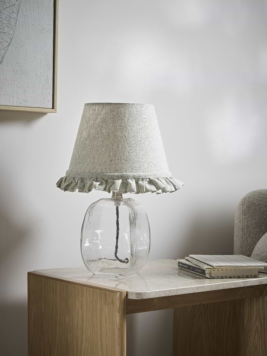 Indira Hand Block Printed Ruffle Lampshade - Dusky Sage