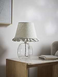 Indira Hand Block Printed Ruffle Lampshade - Dusky Sage