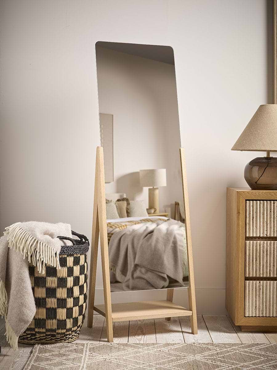 Oak Frameless Floor Length Mirror