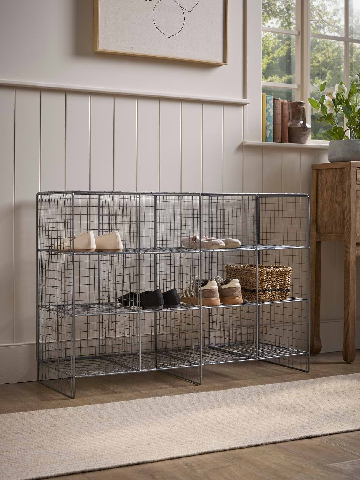 Large Wire Shoe Rack - Grey