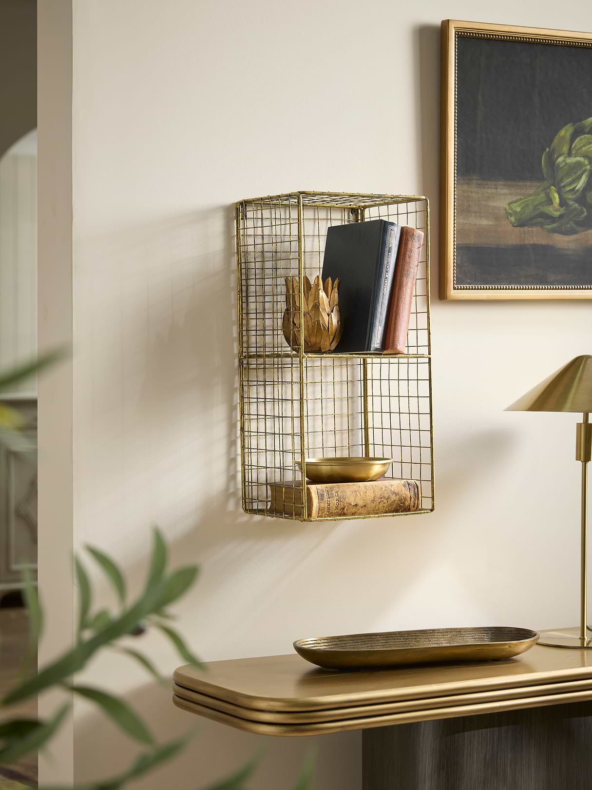 Small Wire Shelf Unit - Antique Gold