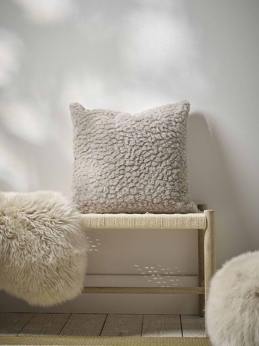 Pebble Grey Faux Fur Cushion
