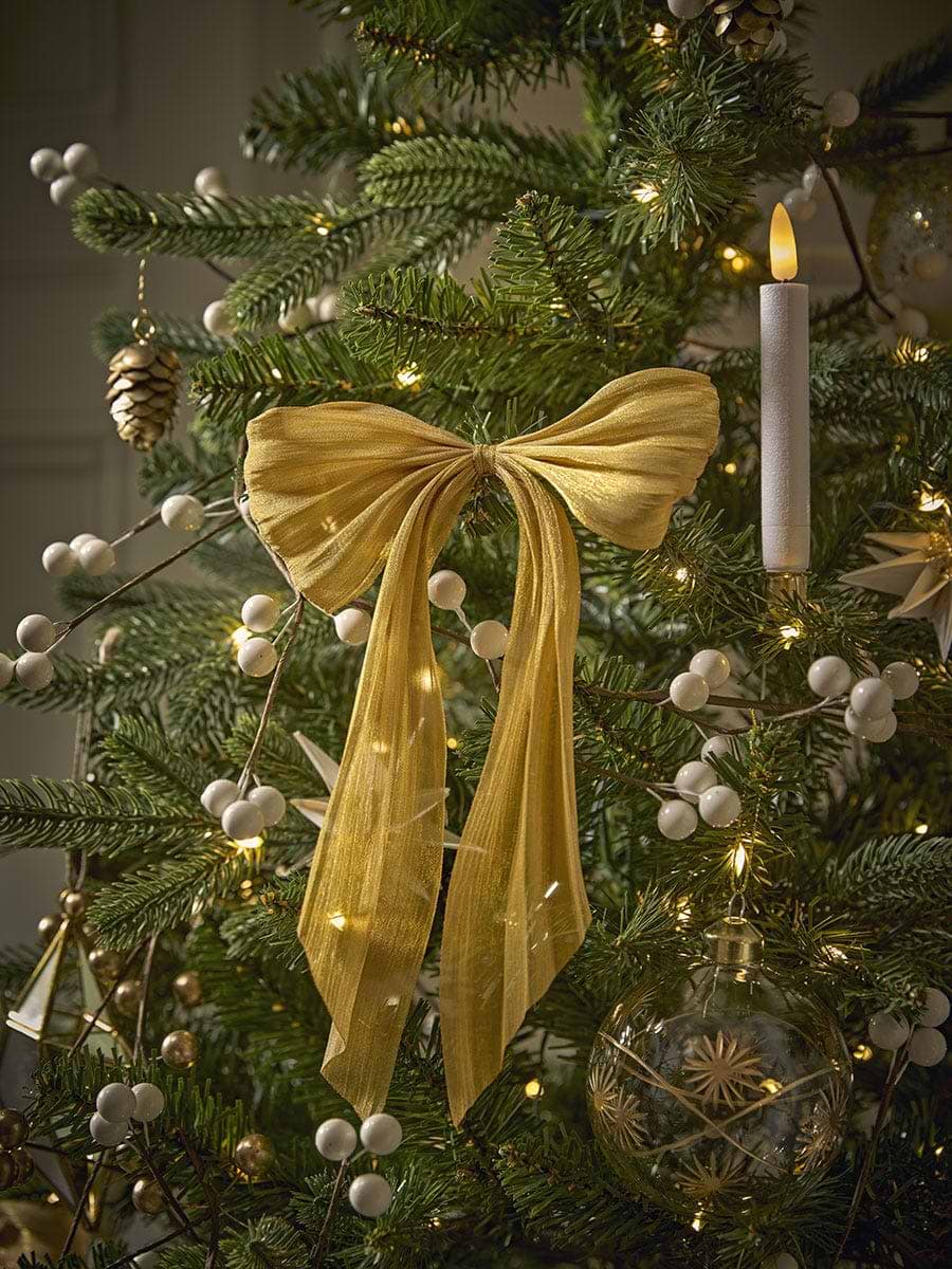 Twelve Gauzy Organza Tree Bows - Gold