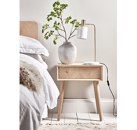 Chevron Oak Bedside Table
