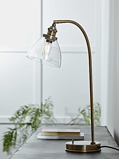 Domed Glass Desk Lamp - Brass