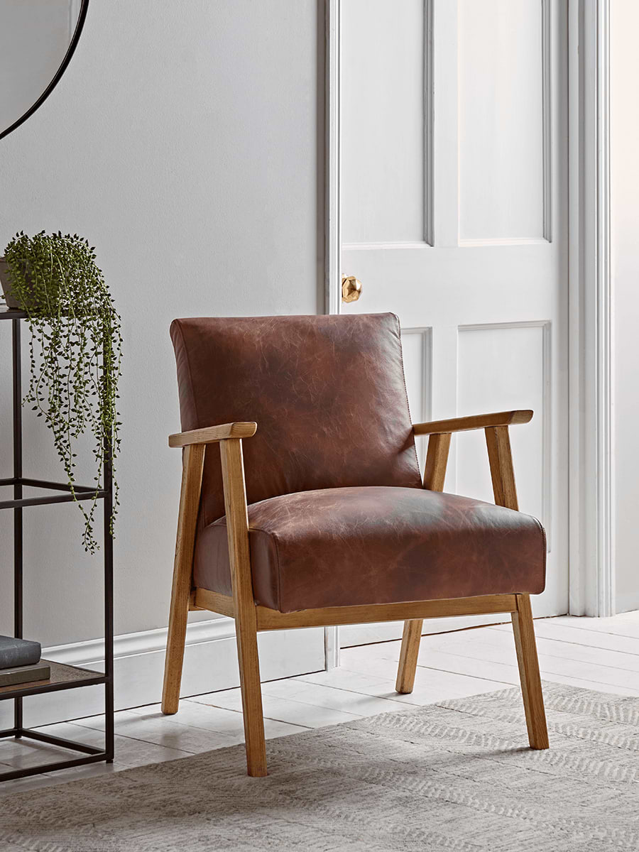Relaxed Lounge Chair - Tan Leather