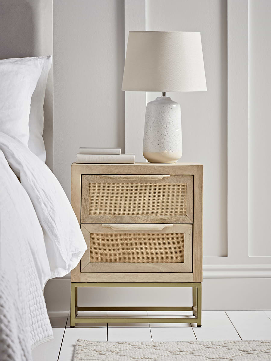 Flat Rattan Webbing Bedside Table