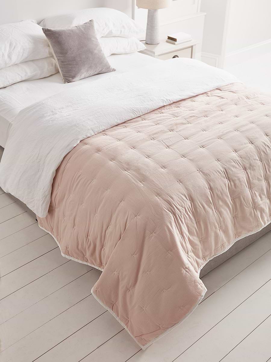 Lightweight Cross Stitch Bedspread - Blush