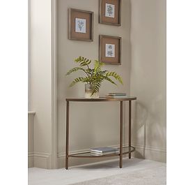 Glass Display Console Table - Aged Bronze