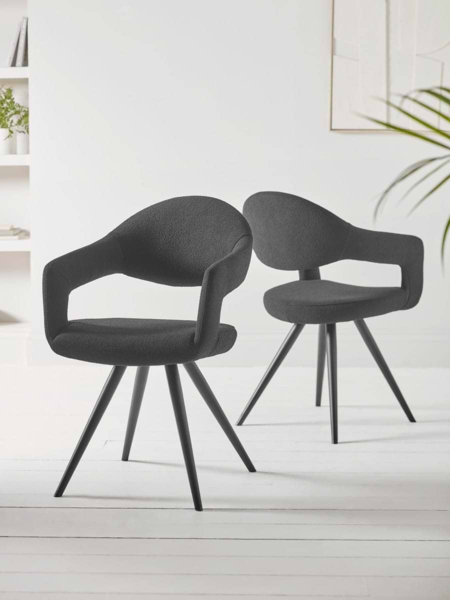 Black Bouclé© Upholstered Dining Chair - Set of 2