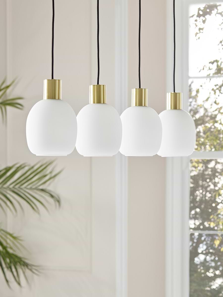 Four Frosted Glass Pendant Lights