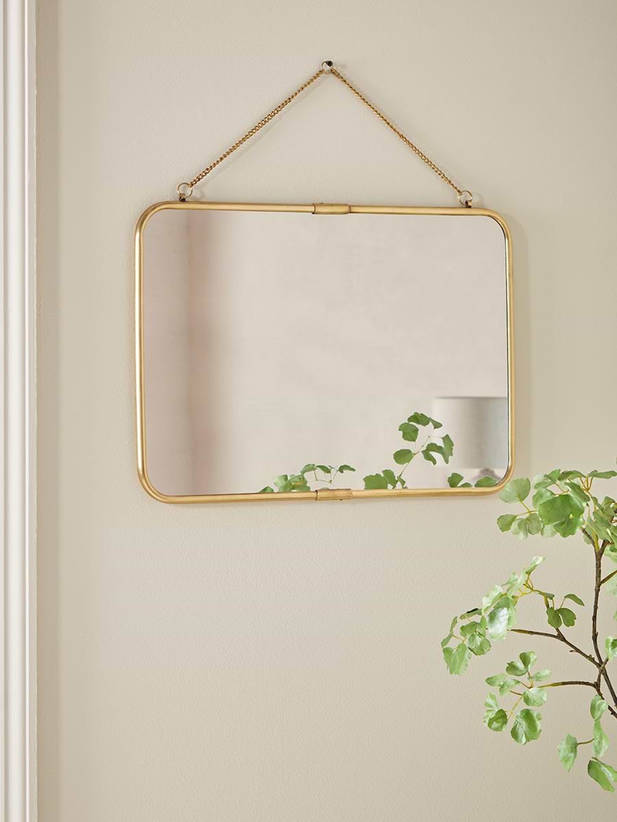 French Hanging Mirror - Antique Brass
