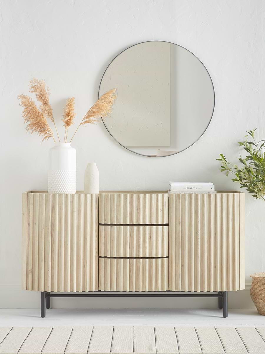 Reeded Wood Sideboard