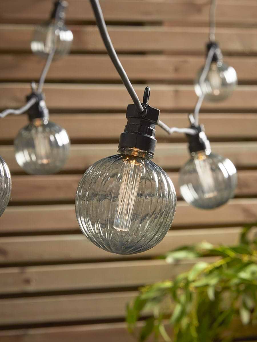 Fluted Globe Festoon Lights - Clear