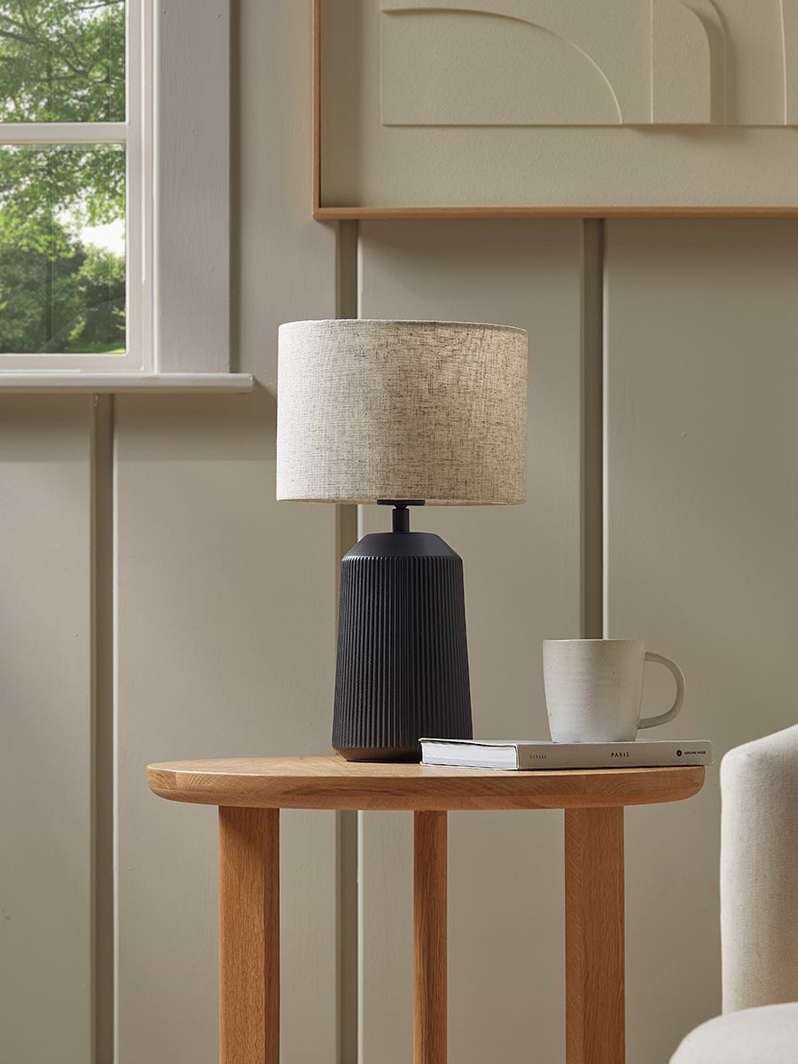 Round Ribbed Table Lamp Ribbed Table Lamp - Black