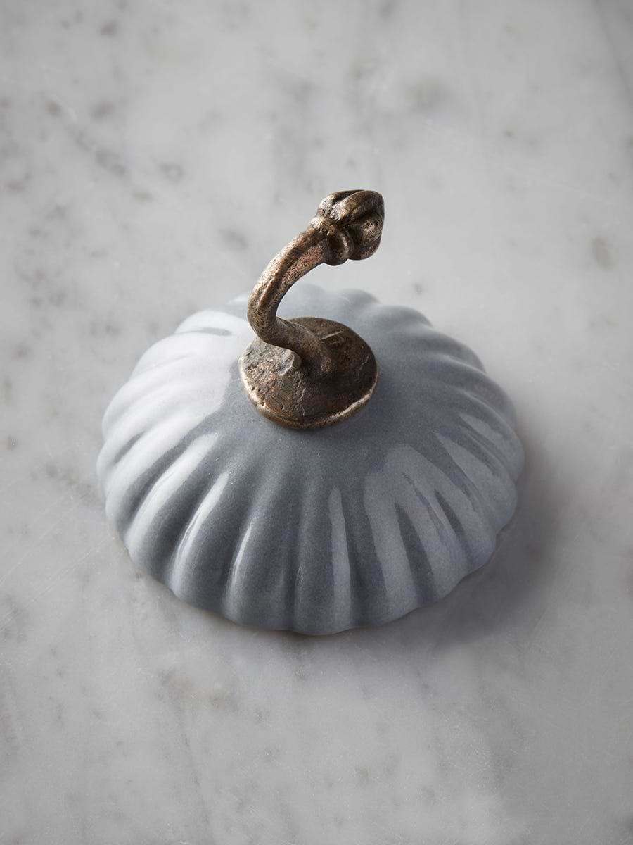 Ceramic Scalloped Wall Hook - Blue