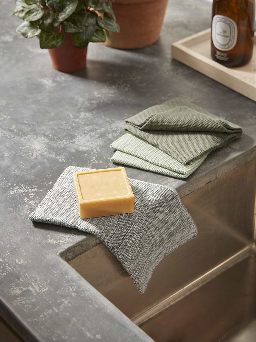 Three Cotton Dishcloths - Olive
